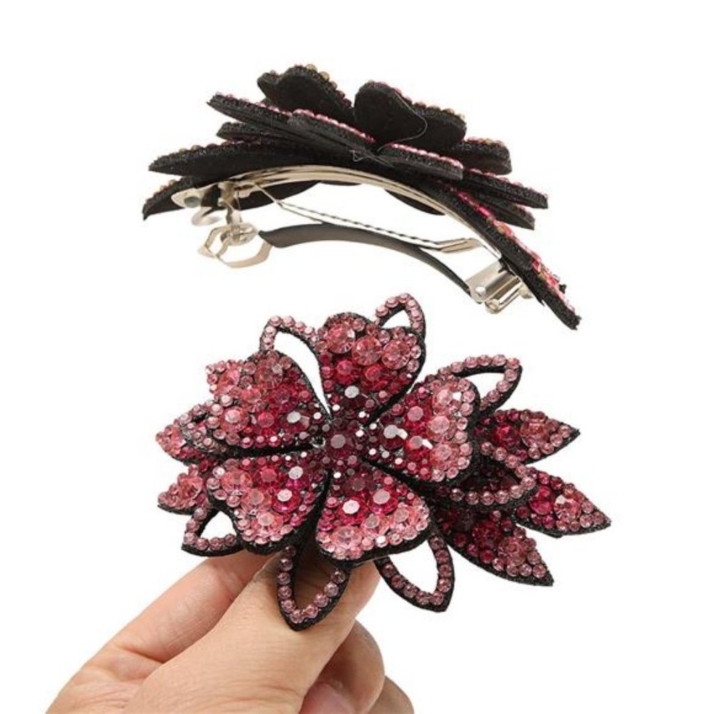 4PCS Rhinestone Flower Hair Barrette Clips - Spark Hair Barrettes for Women